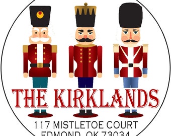 Christmas Round Return Address Labels, Nutcracker Address Labels