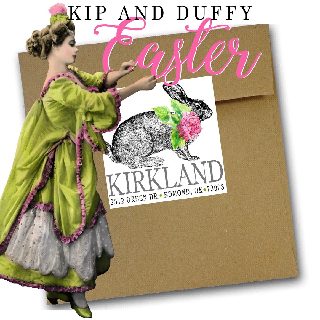 Whimsical Easter Address Labels, Rabbit and Floral Easter Address