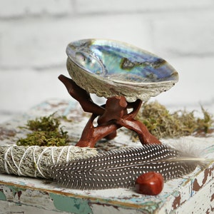 Smudge Kit Palo Santo and Sage Add a Stand if you want, XL Abalone shell Spotted feather included too!