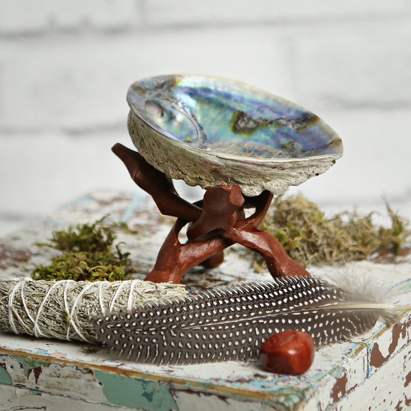 Kit para manchas: concha de abulón, salvia, palo santo, pluma