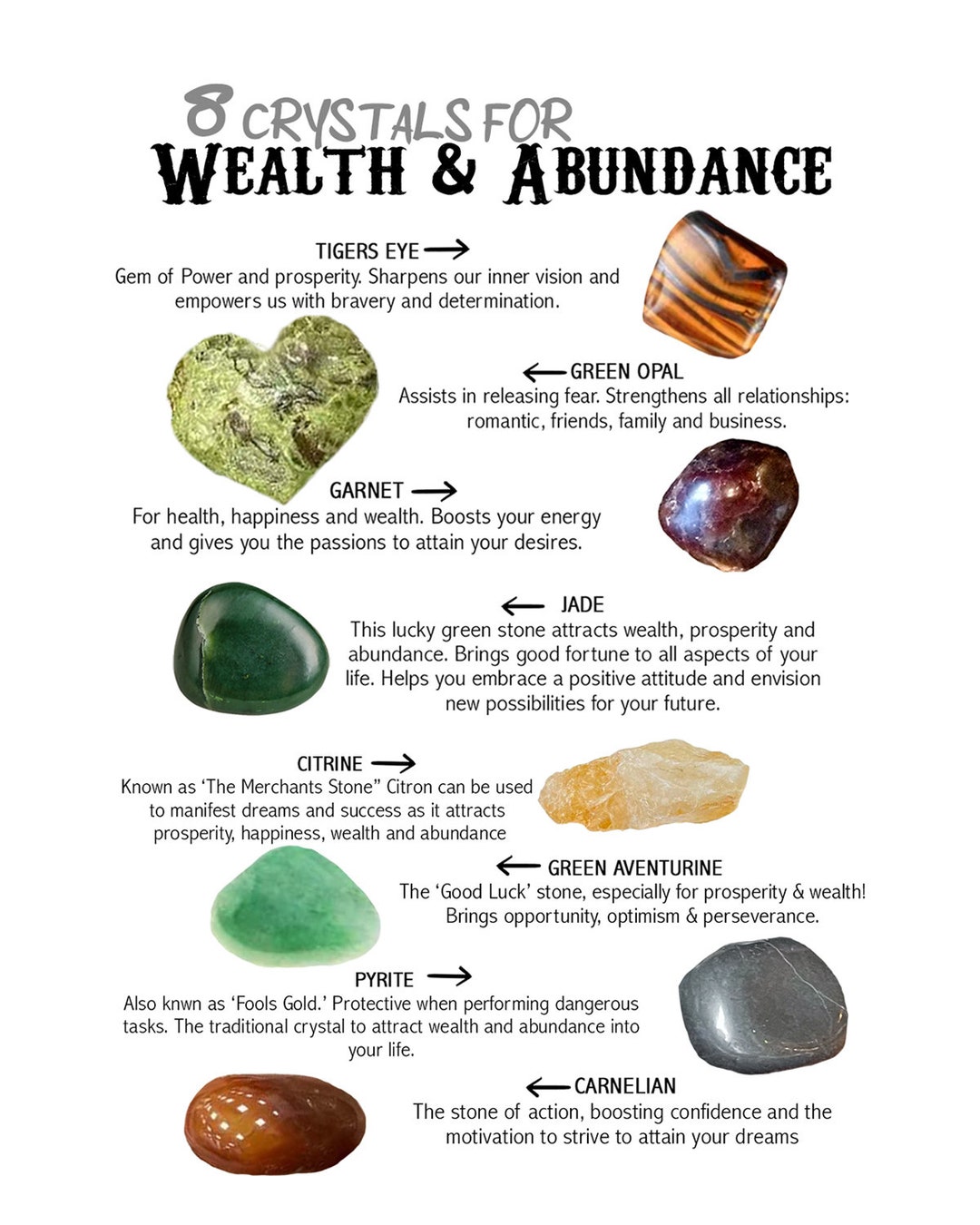 Prosperity Gemstone Gift Set of 8 Good Business Luck Prosperity With