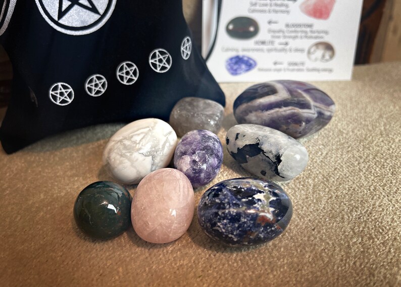Anxiety Gemstone Gift Set 0f 8 Calming Peace Relaxation Etsy