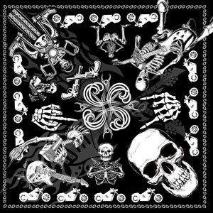Skull Bandana Rock and Roll Heavy Metal middle finger Scarf Motorcycle Guitar