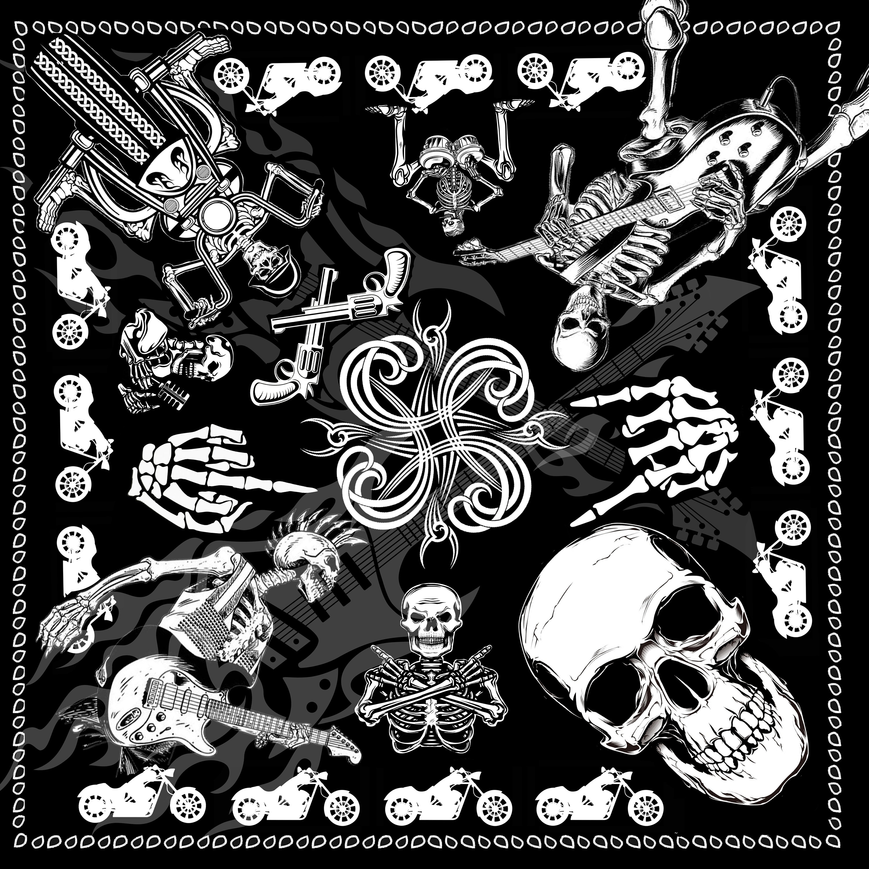 Skull With Maltese Cross And Bandana Patch Iron-On - Sew-On