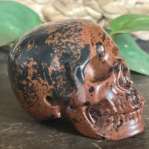 Mahogany Obsidian Gemstone Skull Polished Carved 2 inch realistic Skull