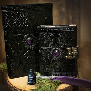 Amethyst Book of Shadows: Vintage Leather Grimoire Journal
