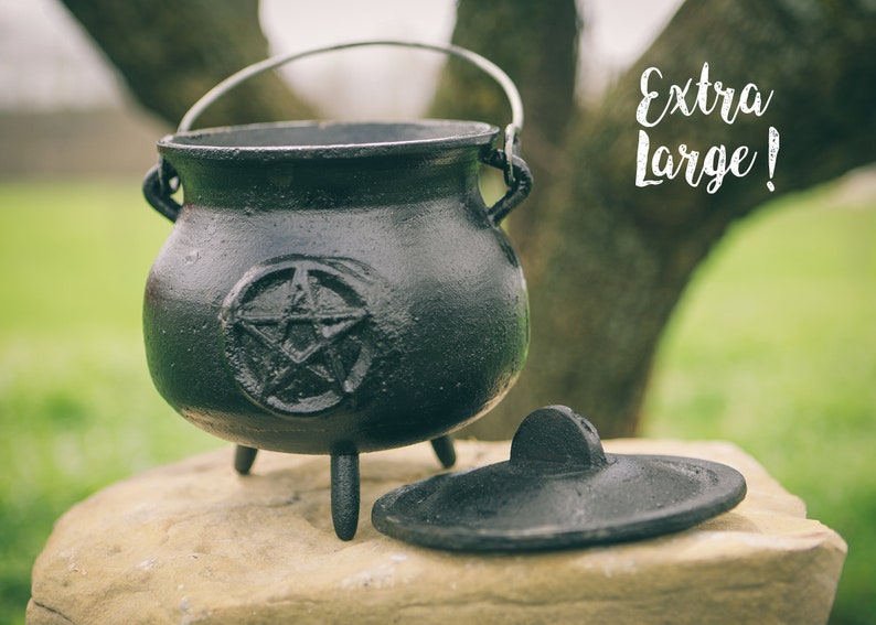 Extra Large Cast Iron Pentacle Cauldron Etsy