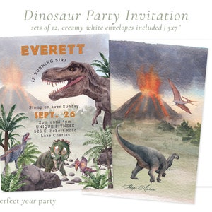 Dinosaur Party Invitation | Dino Party | Jurassic Park | Jurassic | Prehistoric | Birthday | Sets of 12