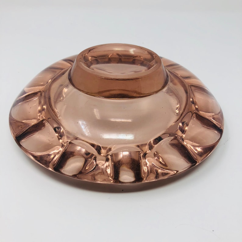 Vintage Pink Glass Ashtray Etsy