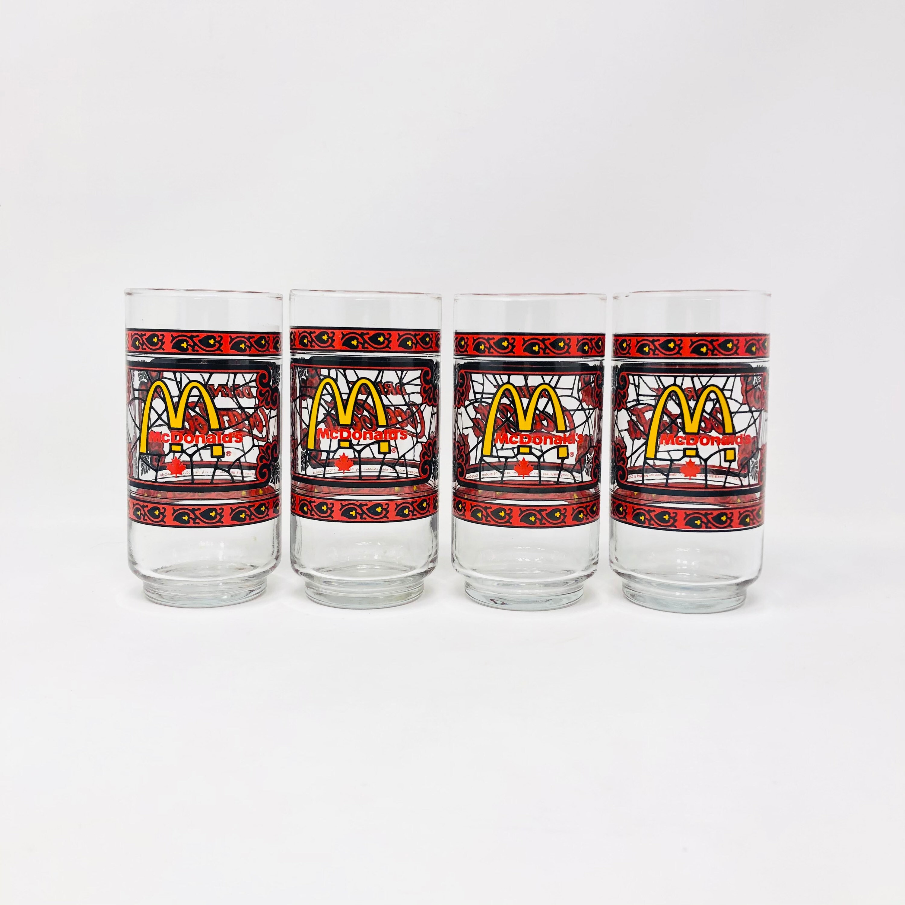 Vintage Coca Cola Glasses Mcdonalds Stained Glass Pattern Etsy