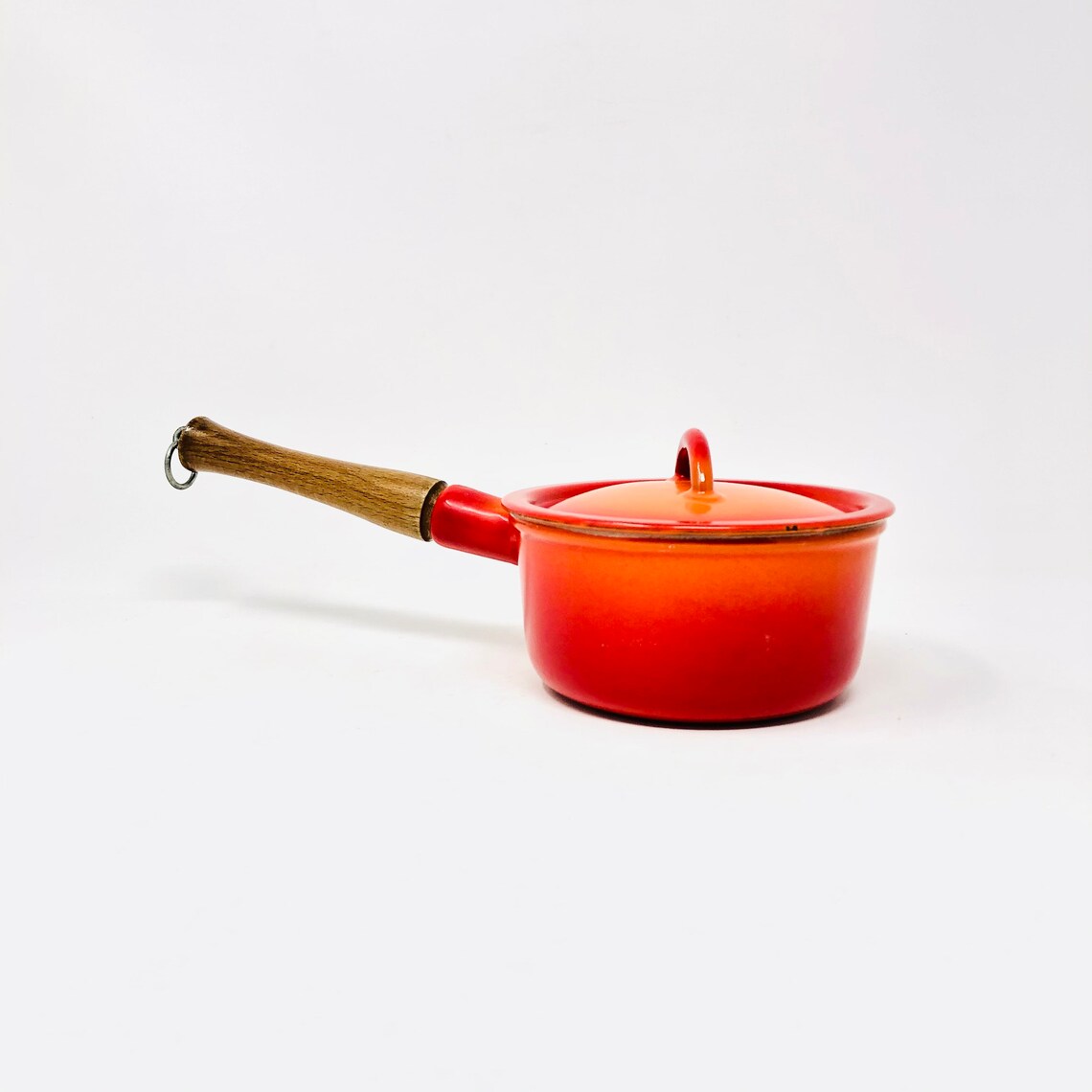 Vintage Cast Iron Orange Enamel Saucepan And Lid Made In Etsy