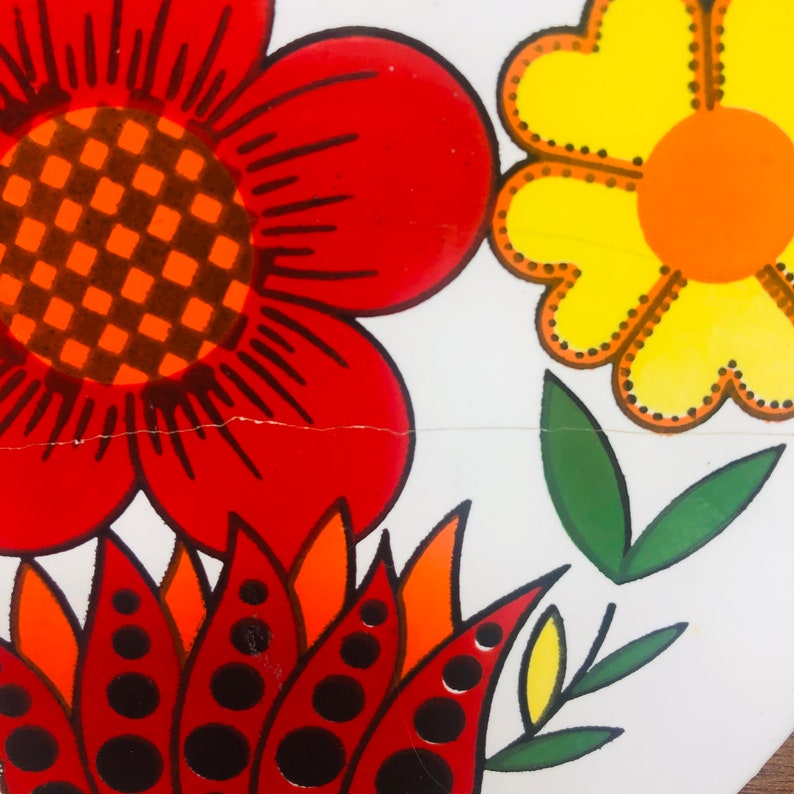 Vintage Wood Cheese Board with Floral Ceramic Centre