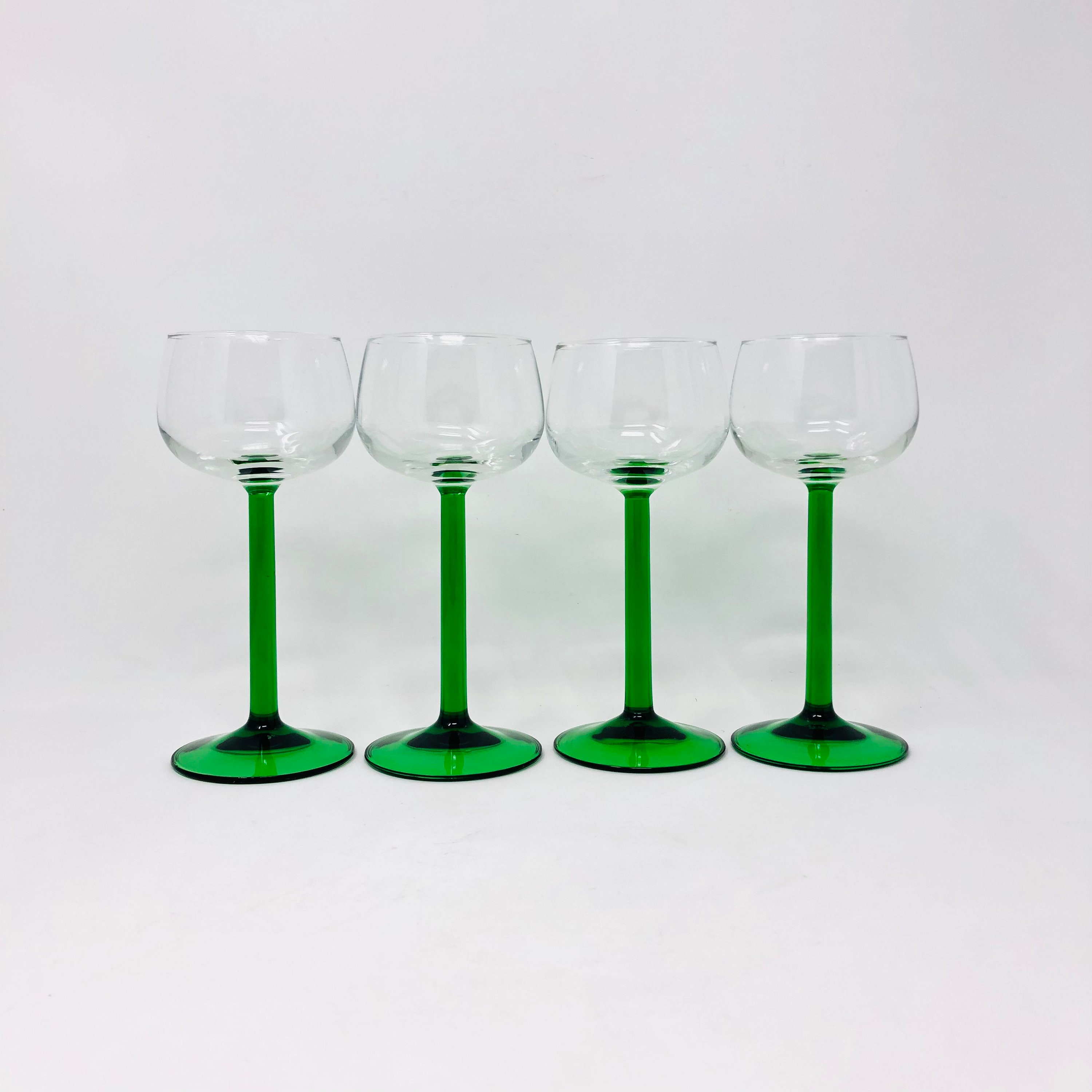 Vintage luminarc France green stem liquor / wine glasses set Etsy