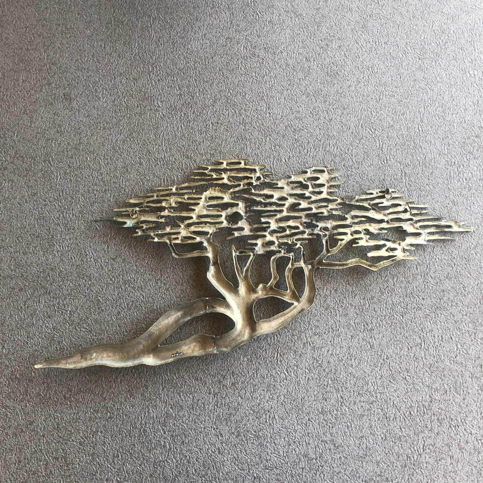 Vintage Brass Tree Wall Hanging Bonsai Tree Mid Century Etsy