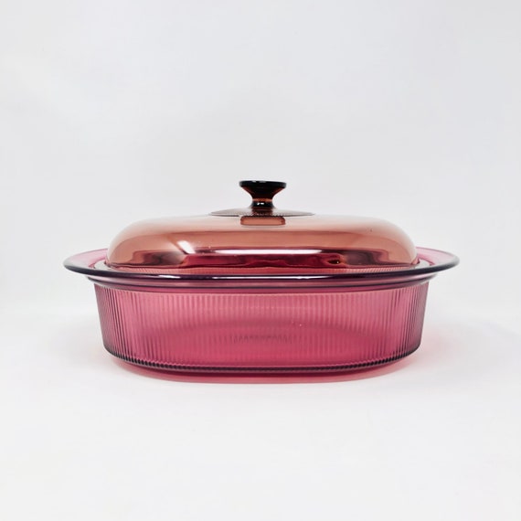 Vintage Corning Pyrex Cranberry Visions Large Roasting Pan Etsy