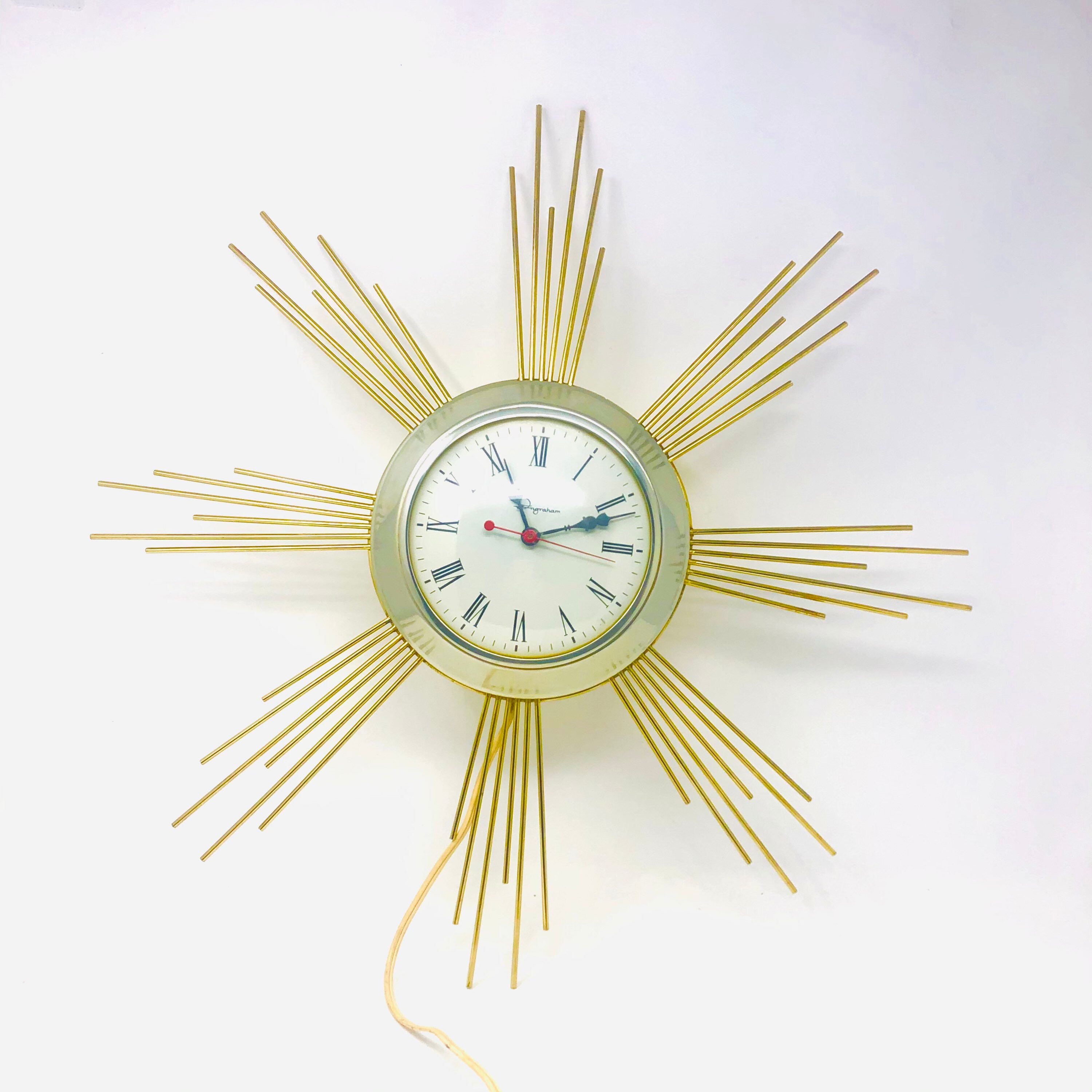 Mid Century Modern Ingraham Starburst Clock Etsy
