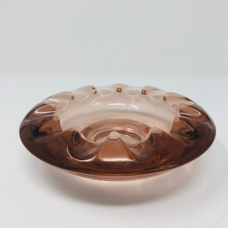 Vintage Pink Glass Ashtray Etsy