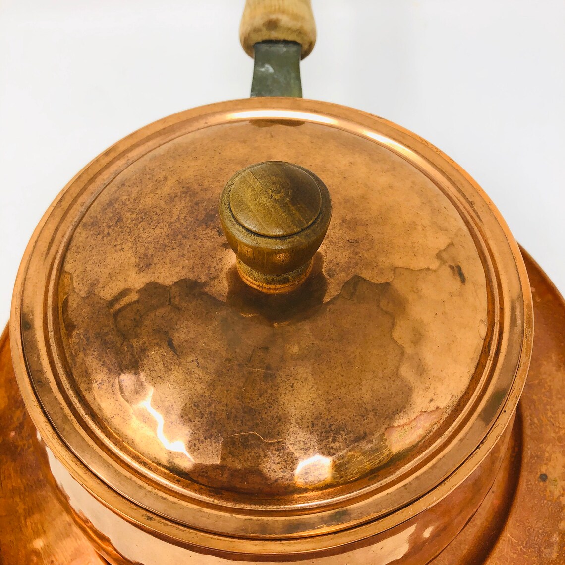 Vintage Copper Fondue Pot With Bottom Tray Etsy