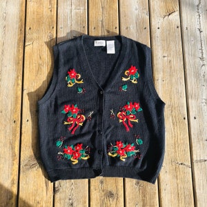 Vintage Ugly Christmas Sweater Cardigan Vest