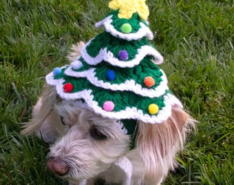 Christmas Tree Pet Hat - Handcrafted Crochet Cat & Small Dog Winter Costume - No AI!!!