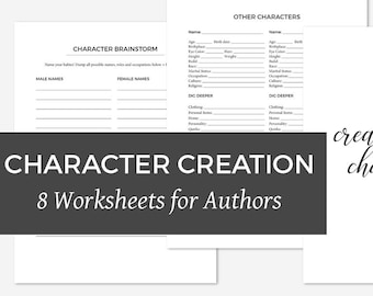 Character Worksheets - Writing and Creating Strong Novel Characters for Authors and Writers