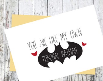 Printable Batman Card // I love you // Men's Romantic Valentine Card // Anniversary