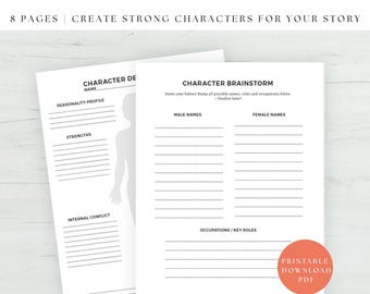 Character Profile Worksheets: Novel Writing Templates (PDF Download