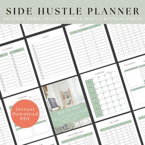 Side Hustle Erfolgsplaner, Small Business Organizer, Income Tracker (druckbare PDF)