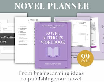 Novel Writing Planner: Plot Outlining, Character Development, Worldbuilding, Story Arc, Printable PDF