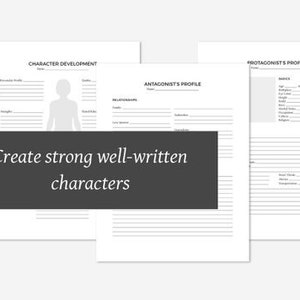 The Novel Author's Workbook with 99 printable pdf sheets to help you write your novel, from brainstorming to publishing. Here is a collection of the character creation pages included in the planner.