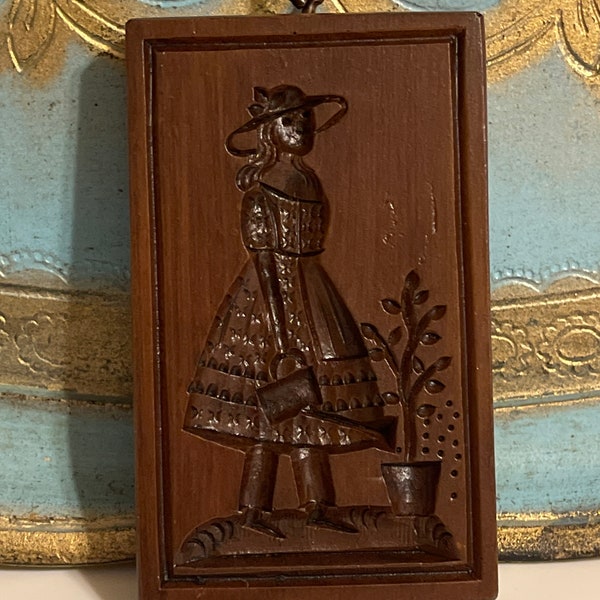 Springerle Girl Watering the Garden Cookie Mold - Spring Flowers (M11601) House on the Hill Made in USA New!