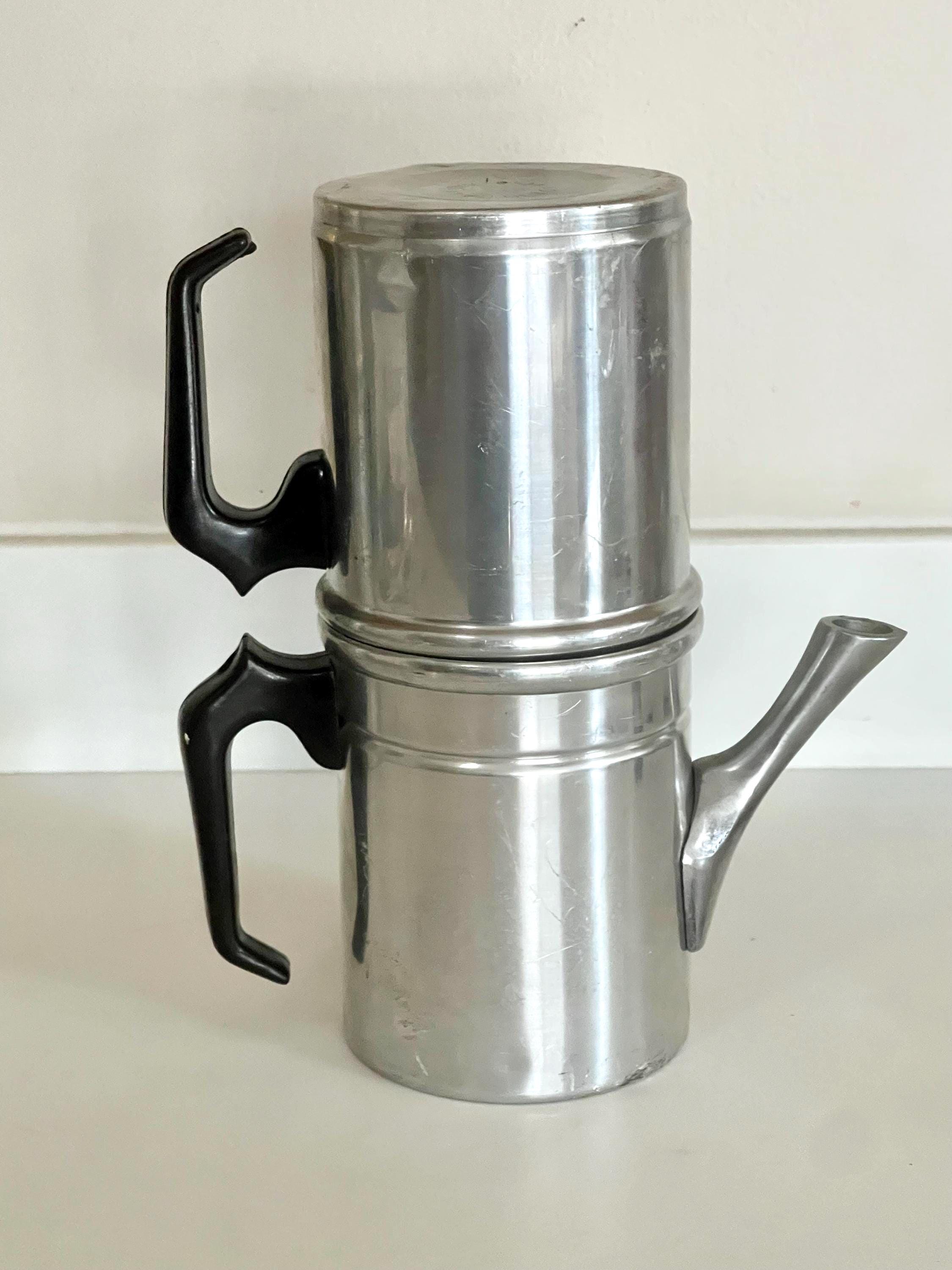 Vintage 1950s Italian Aluminum Espresso Maker - Top-drip Double