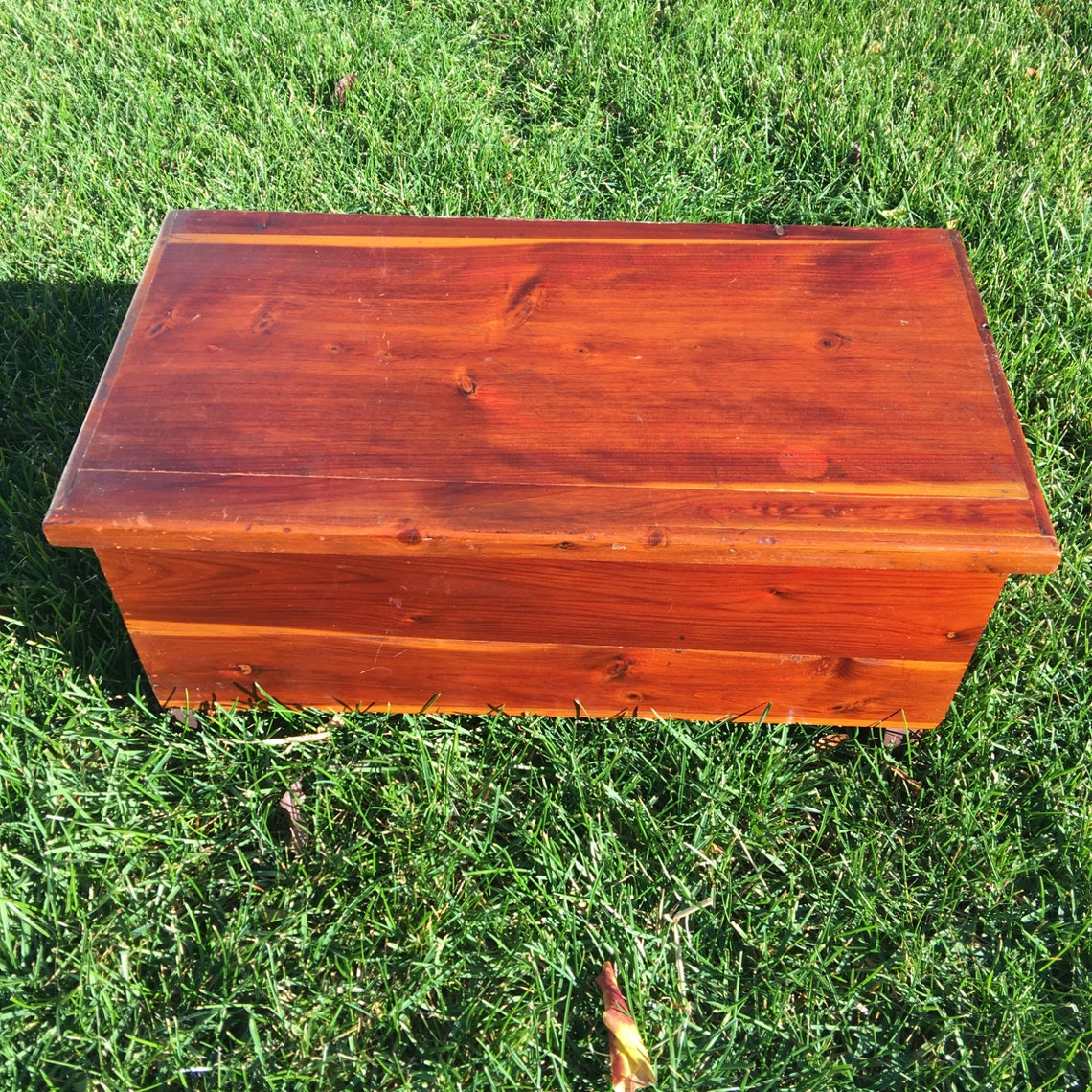 Vintage Cedar Chest Wood Trunk Flat Top Hinged Lid Handles Etsy