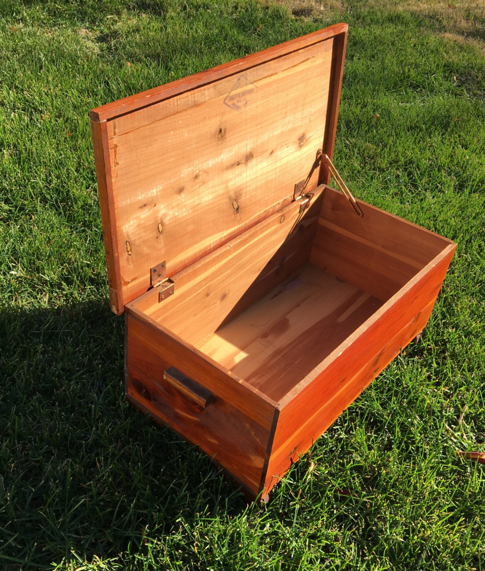 Vintage Cedar Chest Wood Trunk Flat Top Hinged Lid Handles Etsy