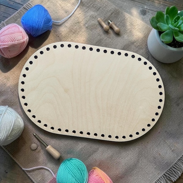 Wooden Crochet Base | Oval Shaped | 40x25cm | Nappy Caddy Base | Three Little Cubs Compatible