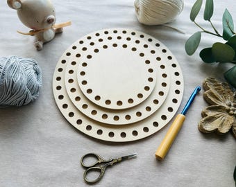 Wooden Crochet Basket Base | Round Bottom for Baskets, Choose Size (6", 8", 10")
