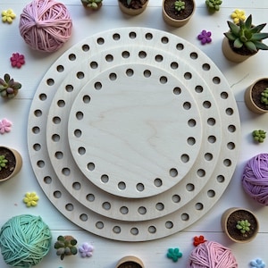 Birch Plywood Crochet Basket Base: 10mm Holes, DIY Crafting