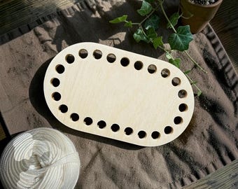 6"x3.5" Oval Crochet Basket Base – 24 Holes – 10mm Holes – 1/4" Premium Birch Wood