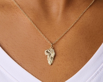 Angel Wing Necklace: 14k Gold over Silver Memorial Jewelry