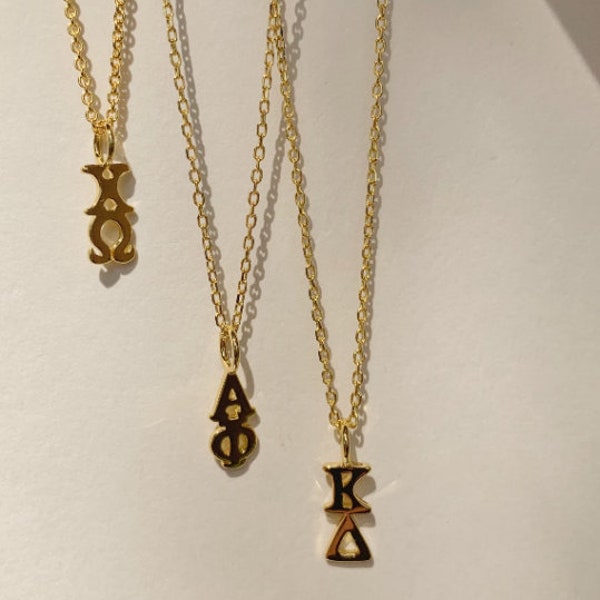 Sorority Letter Lavalier Pendant Necklace, Greek Letter Charm Jewelry, 14k Gold Plated Sorority Rush Necklace, Gifts for Sisters