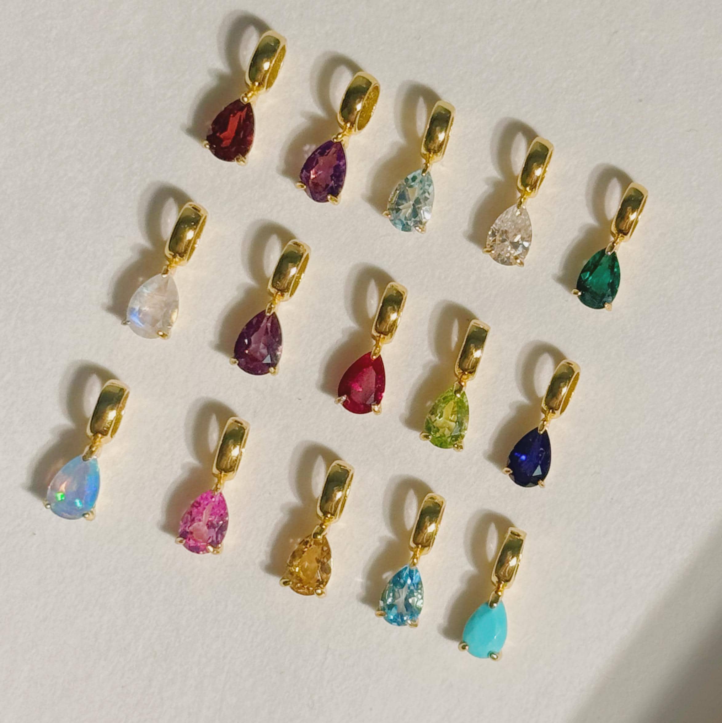 Add on Teardrop Authentic Birthstone Charms, Small Personalized