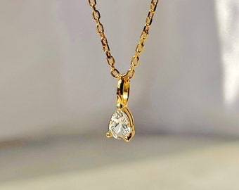 Teardrop Moissanite Diamond Solitaire Necklace, Dainty April Birthstone Moissanite Pendant Necklace For Her, Gifts for Her