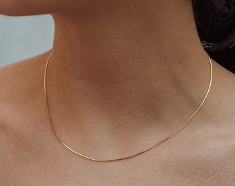 Thin Gold Snake Chain Necklace: 14k Gold Filled, 18 Inch