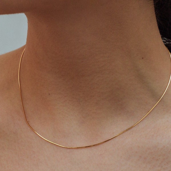 Snake Chain Necklace, Thin Gold Chain necklace, Delicate Necklace, Layering Necklace, Gold Layer Chain, Simple Chain Necklace