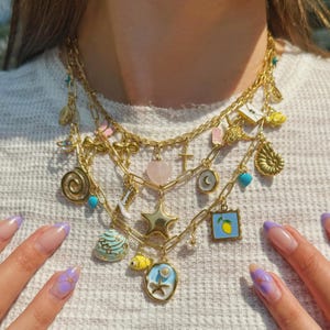 Custom Charm Necklace Build Your Own Personalized Necklace, Pick Your Charms, Summer Charm Necklace, Vintage Chunky Necklace for Women