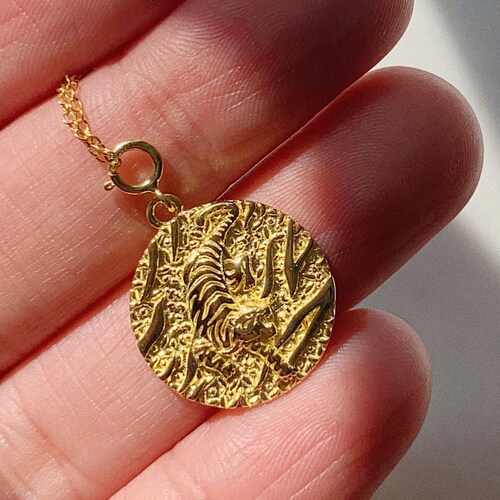 Gold Tiger Necklace Tiger Zodiac Necklace 2022 Chinese Tiger Etsy