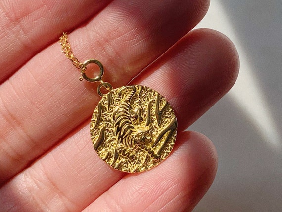 Tiger Head Pendant in 24 Carat Gold on Sterling Silver With Black Diamonds.  - Etsy