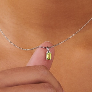 Dainty Peridot Sterling Silver Necklace: August Birthstone Jewelry