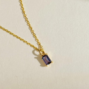Dainty Alexandrite Necklace: 14K Gold Filled June Birthstone Pendant