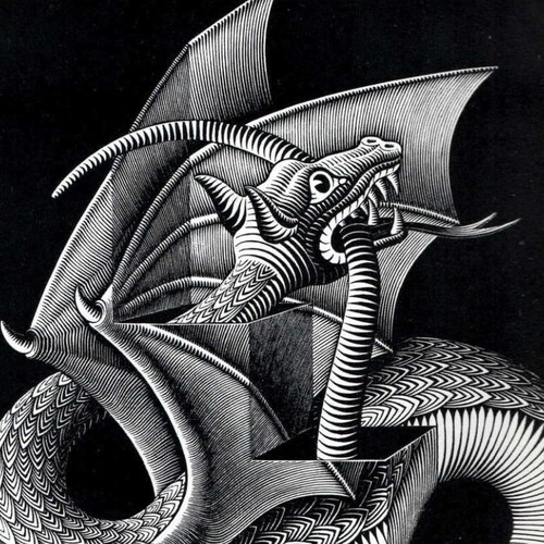 MC Escher Print Escher Art dragon Circa 1952 | Etsy